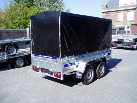 Aanhangwagen 750 kg 2613T dubbelas met huif 